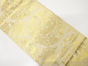 アンティーク　鳳凰に華紋模様織り出し袋帯(着用可)